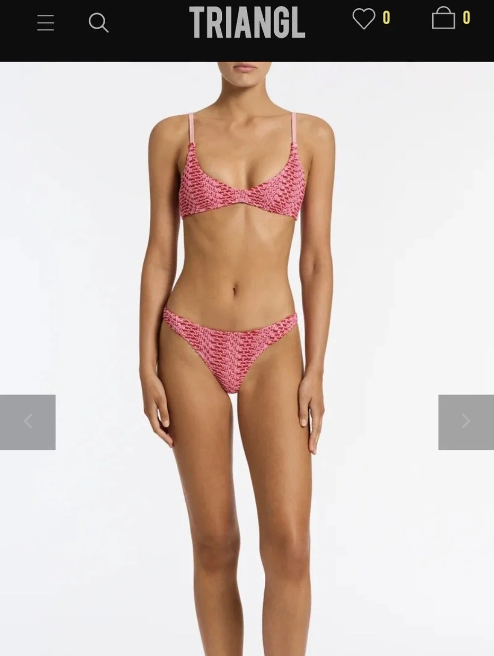Triangl Pink Crochet Bikini Set - Women's Swimwear M Top S BOTTOM